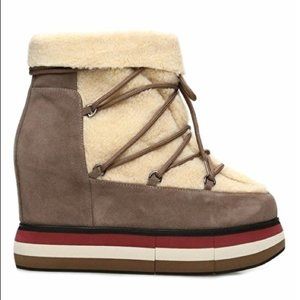 Paloma Barcelo Kiran suede platform Shearling bootie Size 41
